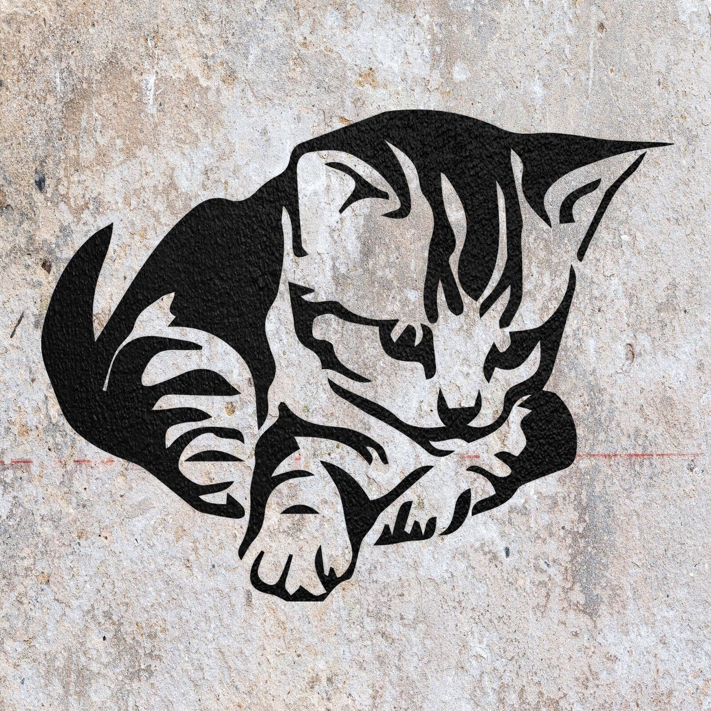 STENCIL KITLYING DOWN CAT ANIMAL MYLAR  PAINTING WALL ART CRAFTS   AIRBRUSH