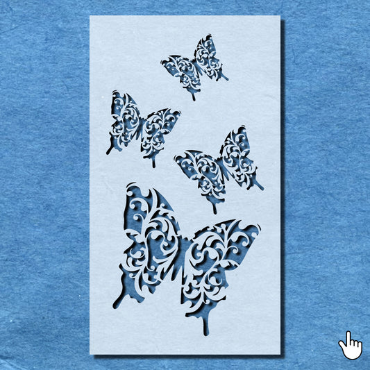 STENCIL SHABBY CHIC RUSTIC BUTTERFLYS MYLAR PAINTING WALL ART CRAFTS  AIRBRUSH