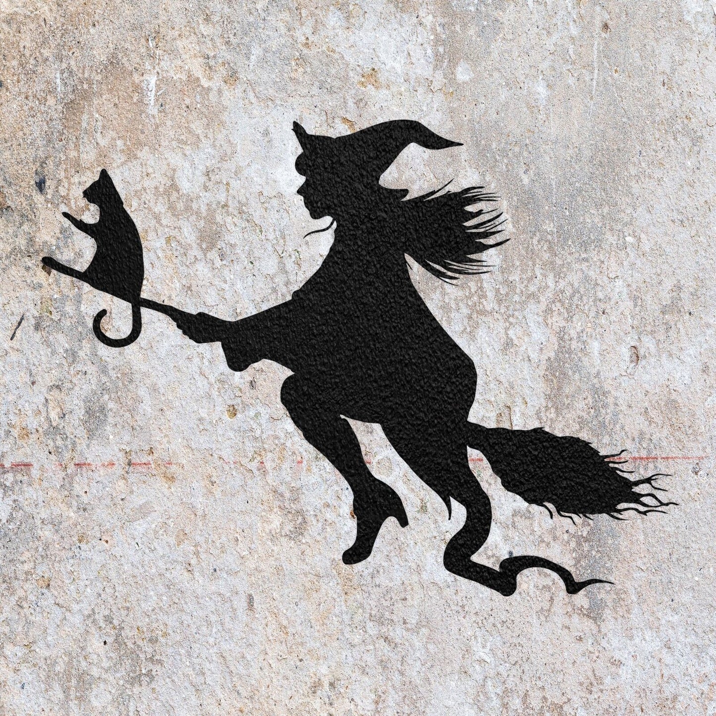 STENCIL WITCH CAT HALLOWEEN MYLAR  PAINTING WALL ART  CRAFTS  AIRBRUSH