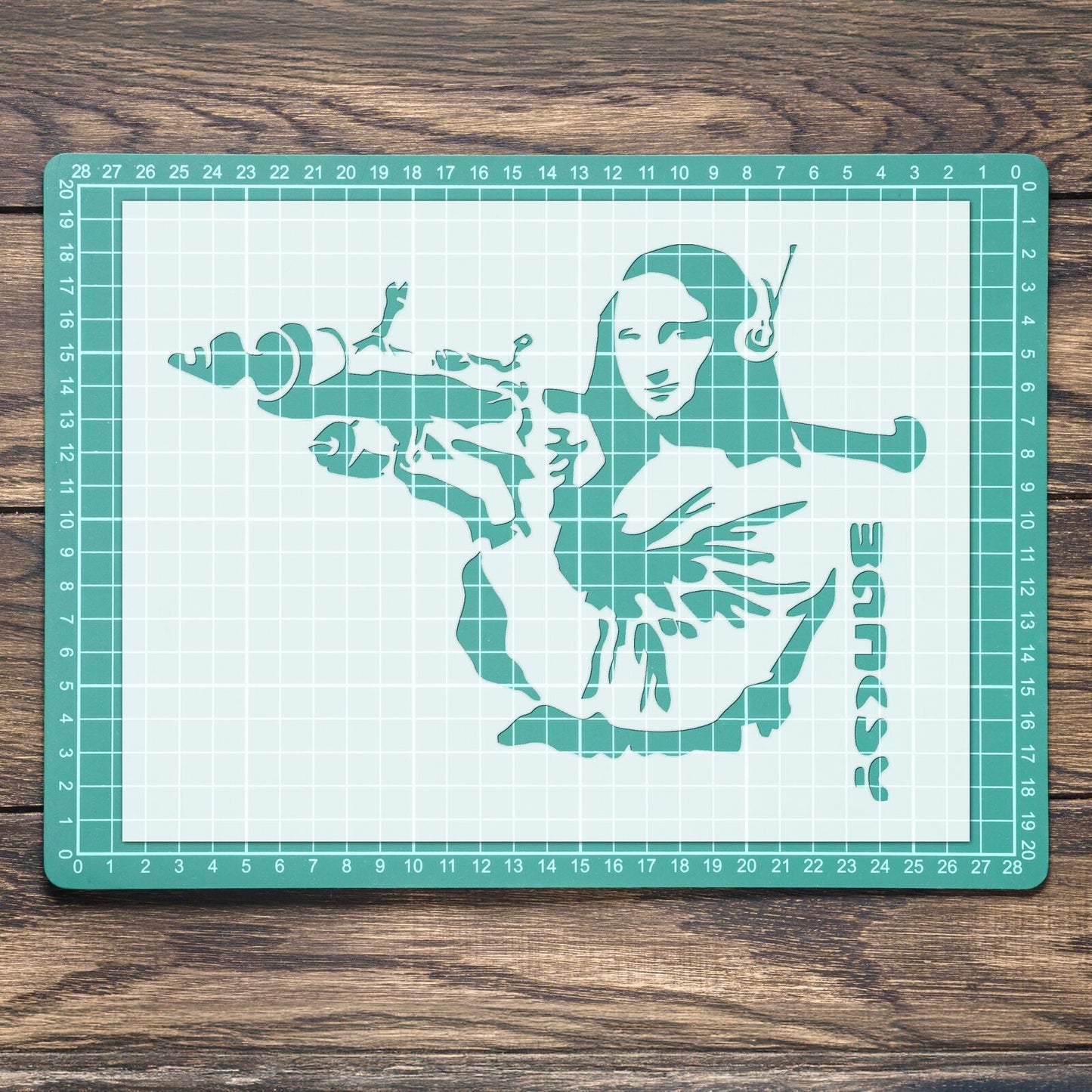 STENCIL BANKSY MONA LISA ROCKET LAUNCHER PAINTING WALL MYLAR CRAFTS AIRBRUSH